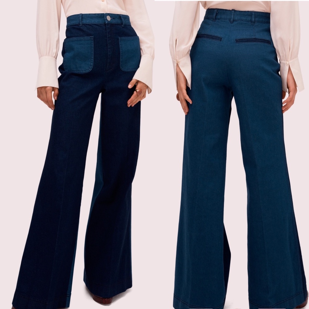 Kate Spade Colorblock Denim Flare Pant